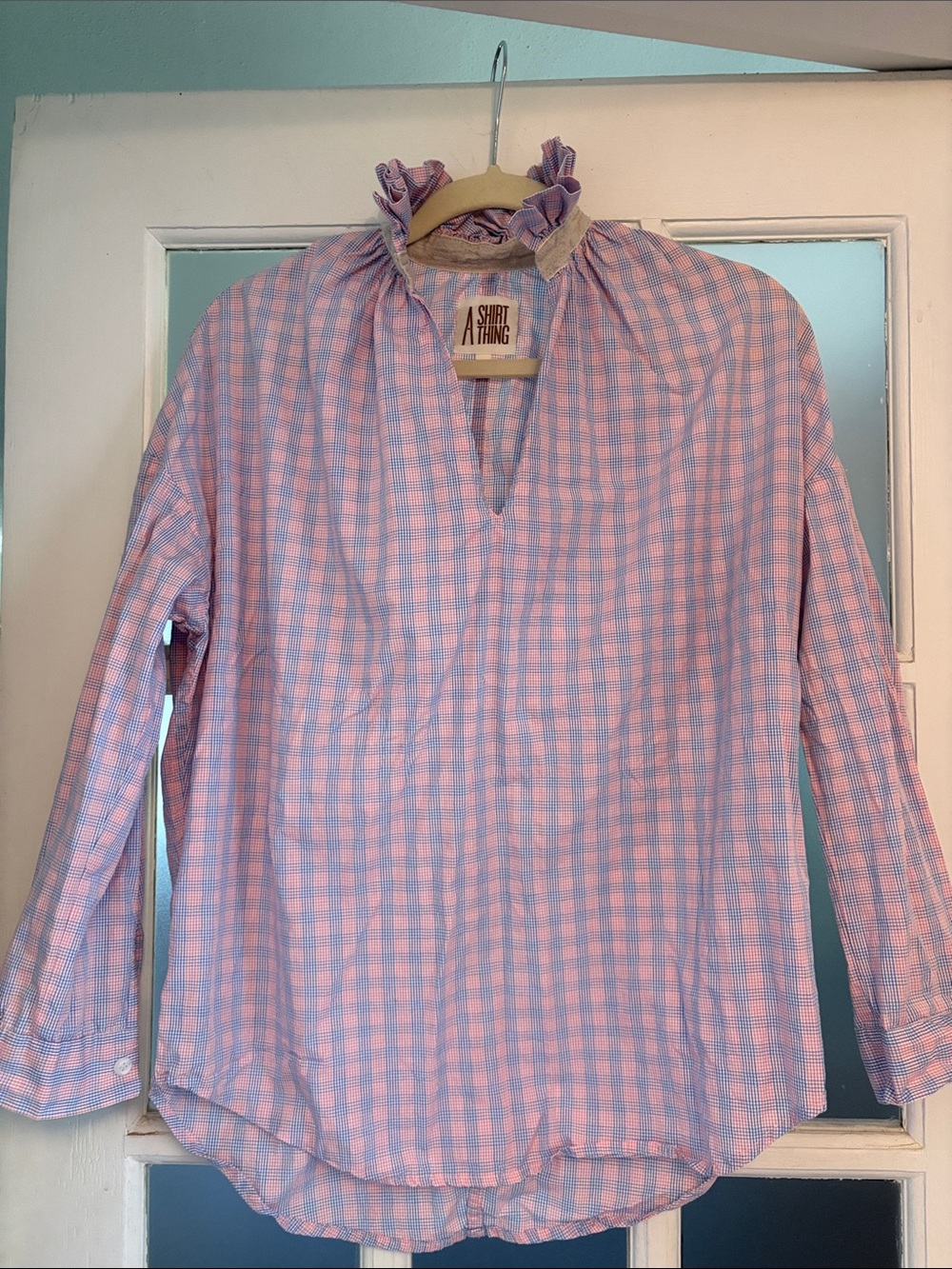 A Shirt Thing blue and pink top